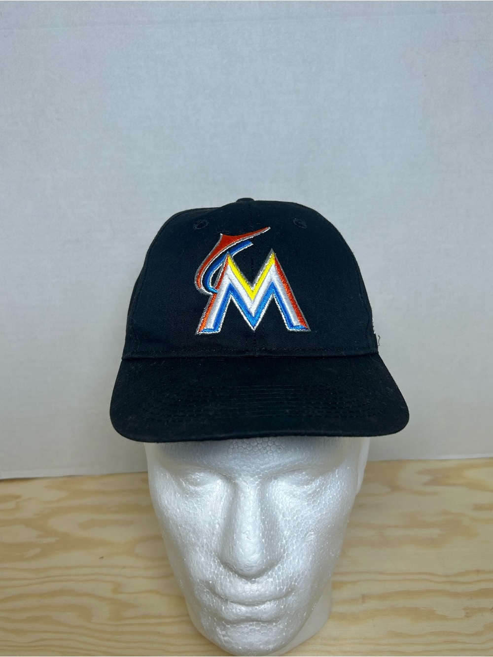 Miami Marlins MLB OC Sports Hat Cap Solid Black M Logo Team Adjustable